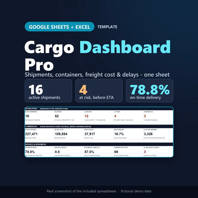 Cargo Dashboard, tampilan 1 dari 6