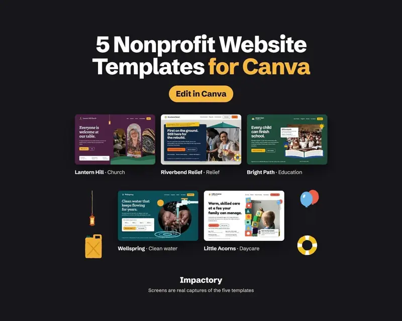 Website Lembaga: 5 template, tampilan 1 dari 6